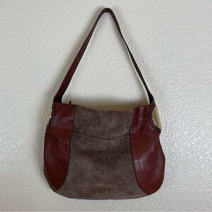 B. Makowsky Giamma Brown Suede Leather Hobo Shoulder Bag Purse